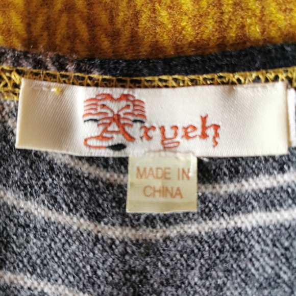 Aryeh by Anthropologie Boho Knit Dress in Black, Grey & Mustard Yellow - Sz S - Picture 6 of 7